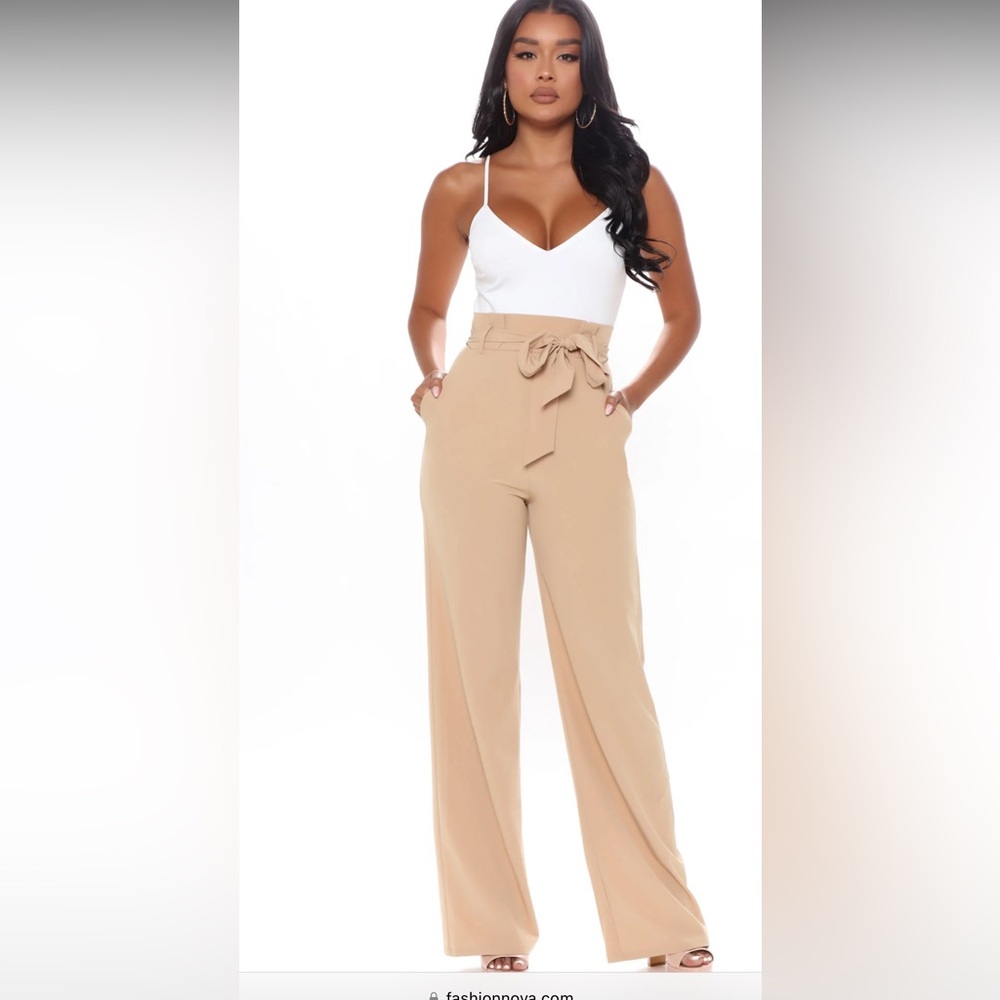 NWT Fashion Nova Julianna Jumpsuit White and Tan Sz 12